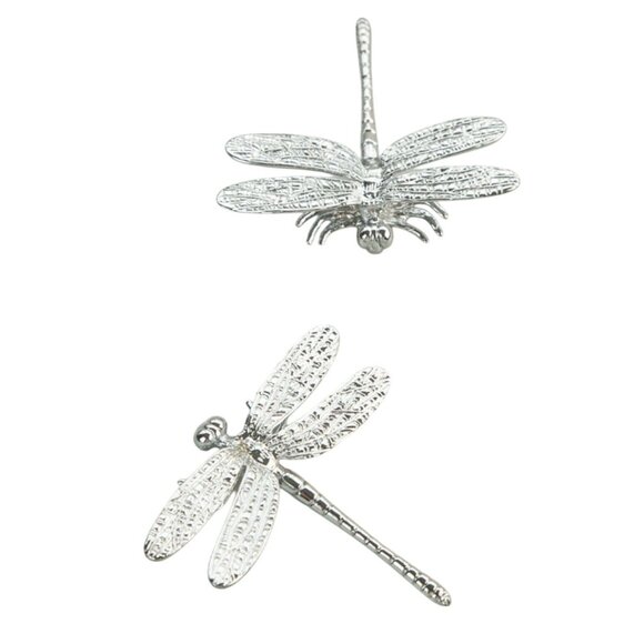 Silver Dragonfly Drawer Pulls Vintage Style Decorative Knobs Brass Finish 4" Len - Picture 1 of 7